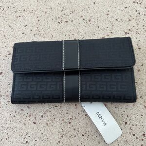Black Wallet with Logo Pattern